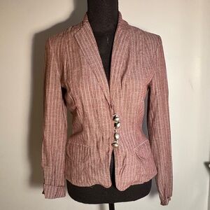 VINTAGE Odds’n Evens Striped Brown Women's Blazer - Size 5